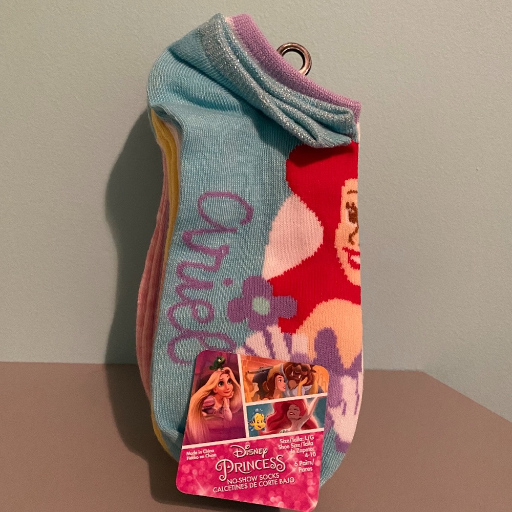 New Disney princess sock Size 4-10 ( 6 pairs)
